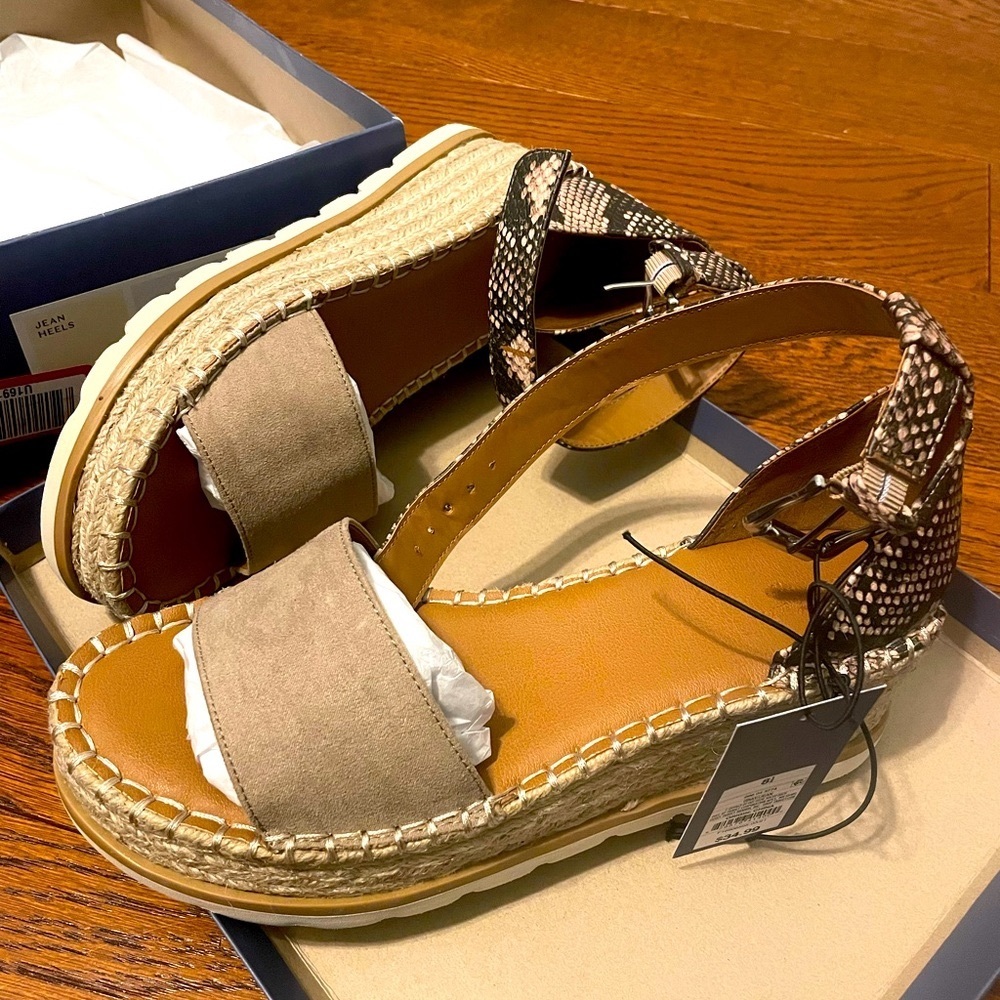 Universal thread good co. espadrille Jean platform ankle buckle heels size  8.5